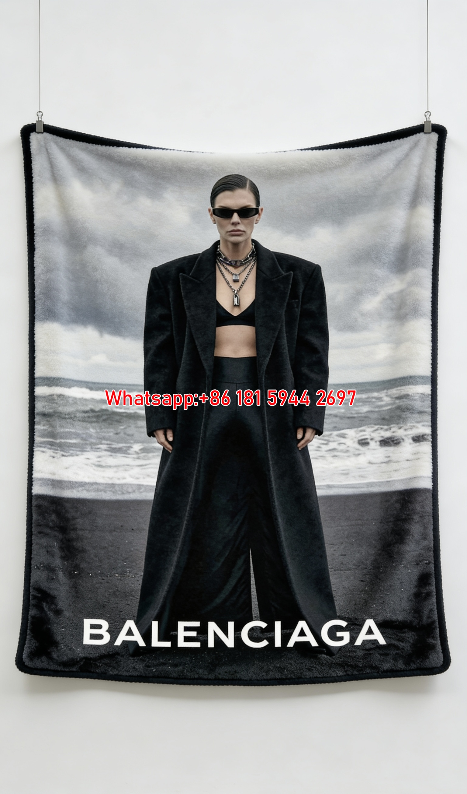 Balenciaga Luxury Flannel Sofa Throw Blanket Coastal Style BA191